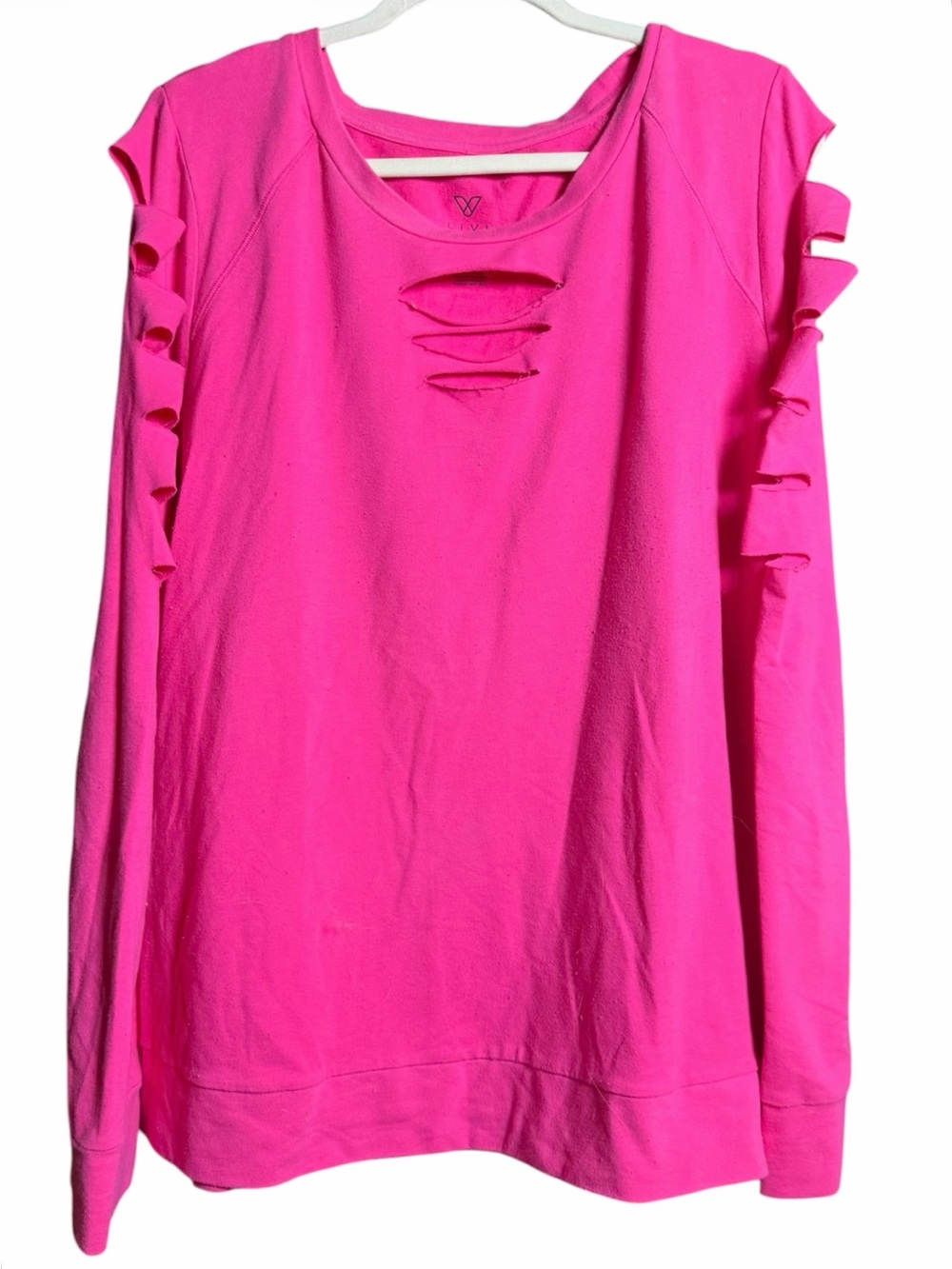 LIVI Active from Lane Bryant Hot Pink Sweatshirt With Cut-out Detail Size 22/24